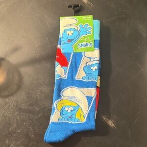 New- Smurfs Blue long Socks US 7-12 shoe size